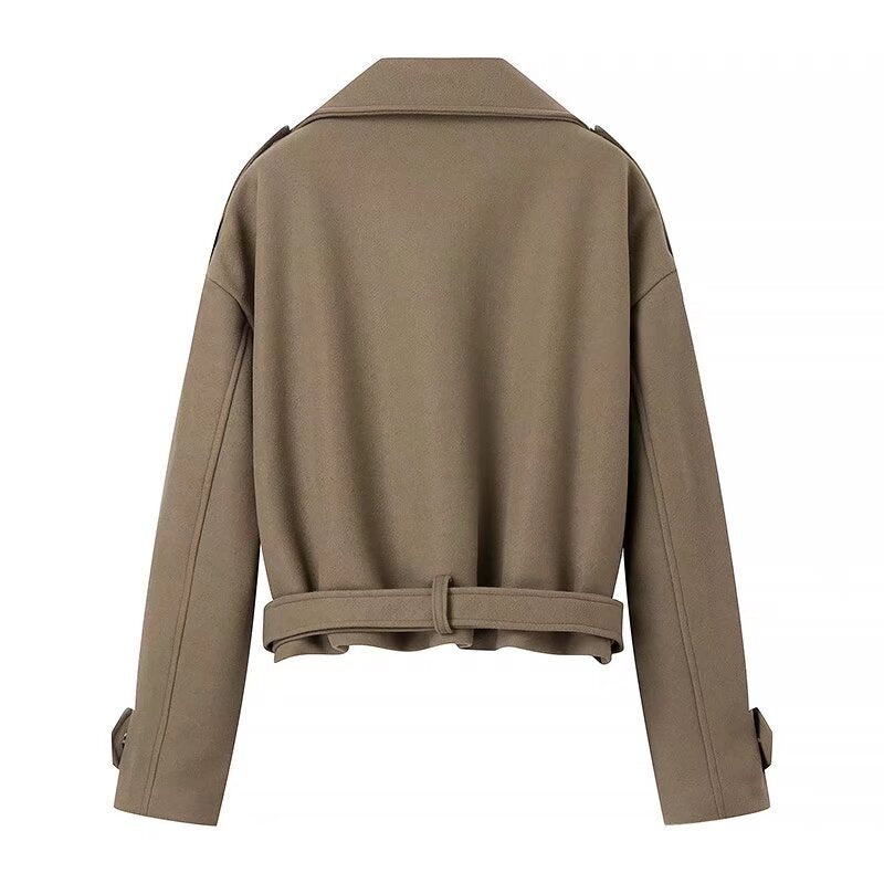 V-neck Loose Casual Wooley Coat